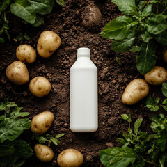 blank white plastic bottle mockup on the ground.
