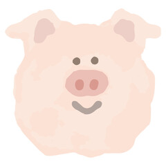 Obraz premium ふんわり水彩どうぶつアイコン｜ぶた / Cute Watercolor Animal Icon – Pig