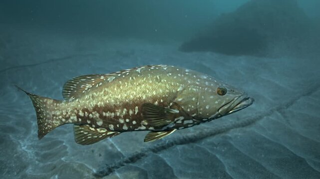 Close up with Grouper underwater in the Atlantic - Scuba Diving in the canary Islands