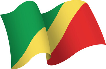 Flag of Republic Of The Congo. Ribbon style flag that conveys a sense of movement and waving effect