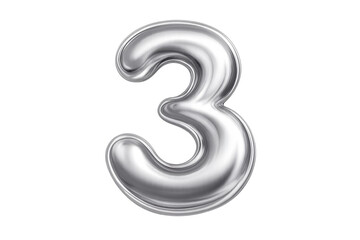 Naklejka premium Silver number 3 balloon celebrating anniversary event