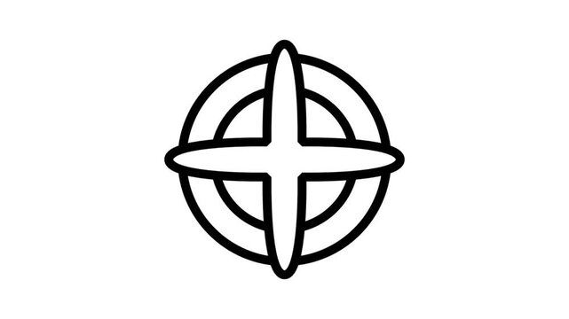 Star or Target Crosshair motion icon. Geometric star or crosshair target icon symbolizing precision, focus, military UI, or decorative glowing element.