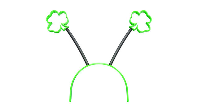 Shamrock Head Bopper Headband for St Patrick&rsquo;s Day Party, Green Clover Antenna Accessory Isolated on PNG