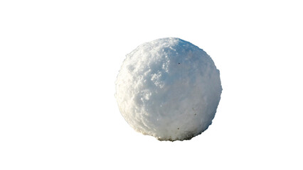 A round snowball isolated on transparent background cut out