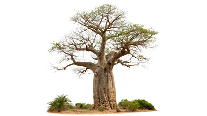 Large baobab tree stands alone isolated on transparent background cut out © Hanna