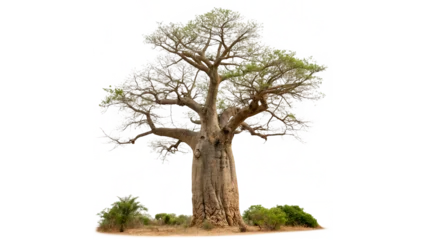 Fotobehang Baobab Large baobab tree stands alone isolated on transparent background cut out  © Hanna