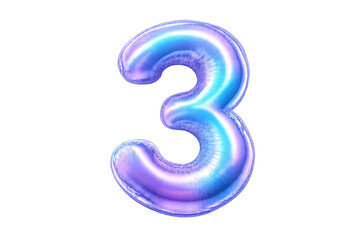 Naklejka premium Holographic number three inflatable balloon on transparent background
