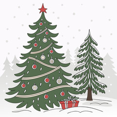 Obraz premium christmas tree with gifts