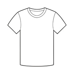A minimalist outline drawing of a basic plain white t-shirt.
