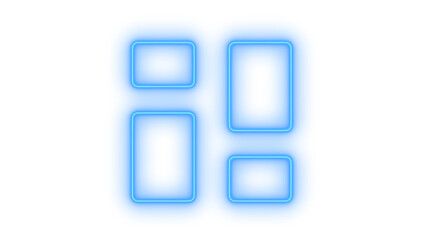 Glowing neon app launcher icon isolated on transparent background. Application grid. Menu button. Interface. UI element. Dashboard.