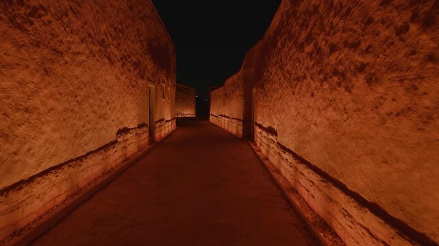 Ad Diriyah, Saudi Arabia &ndash; Night aerial view of the historic heritage village in the Riyadh region, Saudi Founding Day (22 February)