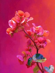 Vibrant Pink Flowers Against Colorful Background