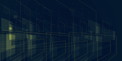 Obraz premium Digital technology and data flow background with geometry environment. Big data and artificial intelligence background concept.
