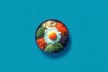 Colorful Bowl of Fresh Vegetables and Noodle Dish