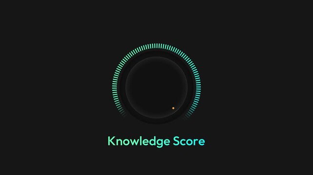 Futuristic knowledge score dial animation with glowing progress bar for tech presentations and educational videos