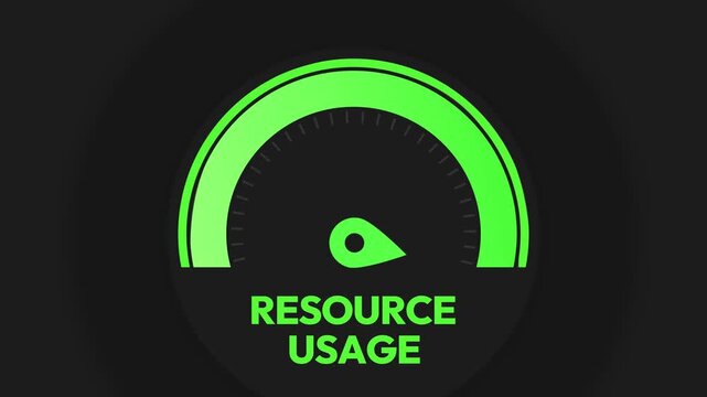Futuristic neon gauge animation displaying resource usage perfect for tech presentations business backgrounds and abstract visuals in 4k