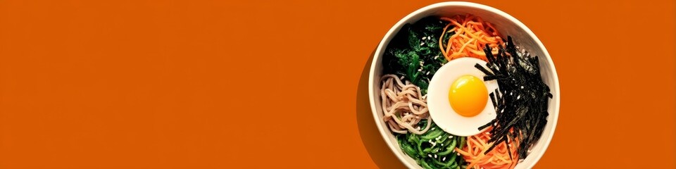 Colorful Korean Bibimbap with Fresh Vegetables and Egg