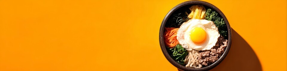 Fresh Healthy Rice Bowl with Egg and Colorful Vegetables