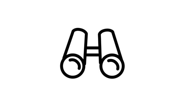 Binoculars Motion Icon Line. Binoculars icon animation representing vision, search, discovery, scouting, or bird watching and outdoor activities.