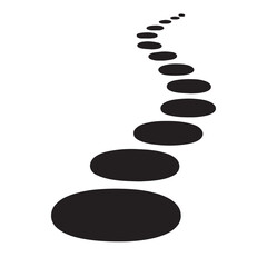 A minimalist illustration of a winding path made of stepping stones, symbolizing progress and a journey forward