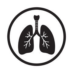 Human lungs icon showing the respiratory system within a circular border for health concepts