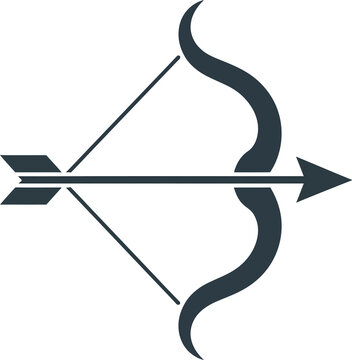 Minimalist Flat Vector Bow Icon with Arrow. 