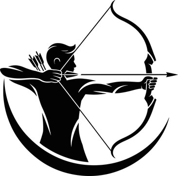Minimalist Flat Vector Bow Icon with Arrow. 