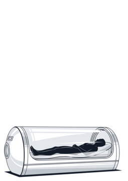 Hyperbaric Oxygen Therapy HBOT Silhouette, Home Longevity Chamber, Recovery Technology and Cellular Health Wellness Vector
