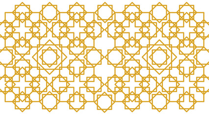 Golden Islamic Geometric Pattern Border