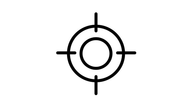 Target Or Crosshair Motion Icon. Minimalist target aim icon animation representing business goals, focus, accuracy, and strategic objective achievement.