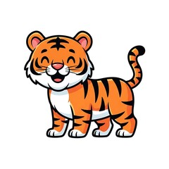 Obraz premium Cartoon Tiger Illustration with White Background.