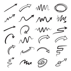 Hand Drawn Arrows Scribbles Doodles Vector Set