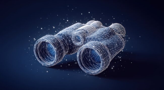 Wireframe binoculars on dark background (2)