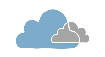 Fototapeta premium Two stylized clouds, one blue and one grey, representing weather or data.