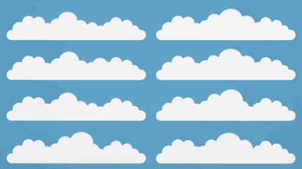 Grid of white fluffy cumulus clouds on a bright blue sky background, a clean cloud pattern for nature, weather, and background design projects.