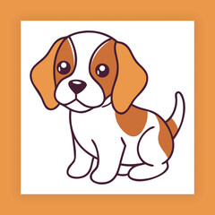 Cute Beagle Line Art Puppy Illustration. Minimal Pet Dog Cartoon Drawing. Simple Puppy Logo Style Vector.