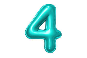 Teal metallic number four balloon creating festive celebration