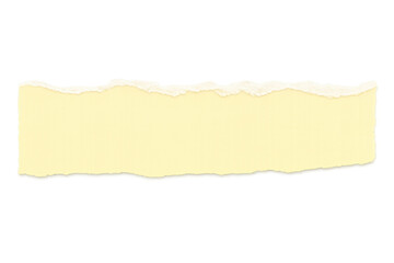 Fototapeta premium Torn yellow paper strip creating a blank banner or note element with rough edges, ready for text, isolated on transparent background