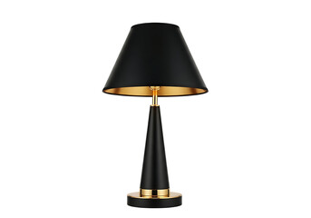 Fototapeta premium Modern black table lamp with gold trim elegant minimalist home decor lighting