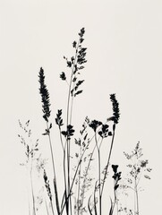 meadow grass prints on a white sheet of paper.