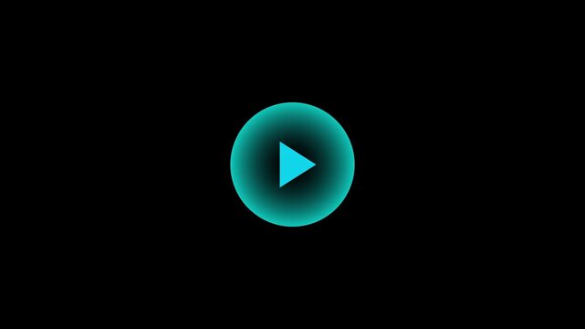 Play button icon 4k video animation. Play button with neon circle. Glowing a play button on black background. Multimedia projects . Play right navigate triangle arrow start button.