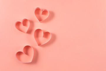 Composition for Valentine's Day with paper hearts