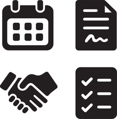 Abstract black shapes on a plain white background minimalist design with dark silhouettes