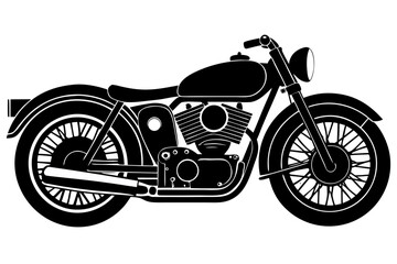 Obraz premium Vintage Classic Motorcycle – High-Contrast Black Vector Silhouette, Side Profile Illustration