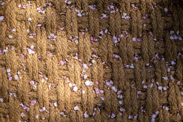Textured Doormat with Scattered Pink Flower Petals