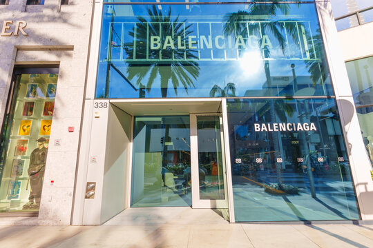 Beverly Hills, California - January 21, 2026: Balenciaga Luxury Storefront on Rodeo Drive Beverly Hills