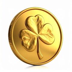Golden Coin with Shamrock Symbol.