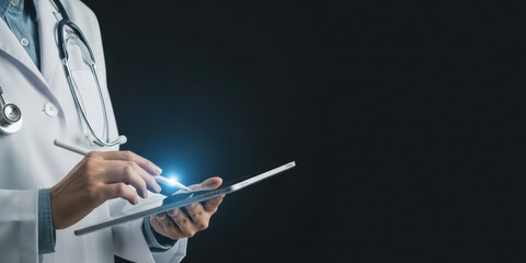 Medicine doctor technology tech ai with robot patient hospital disease medicals diagnosis innovation science analysis assistant digital clinic scientist artificial intelligence biotechnology