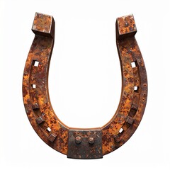 Old Rusty Horseshoe Isolated on White Background.
