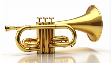 Golden Brass Trumpet Isolated on White